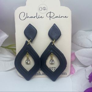 Black Rhinestone Accent Earrings